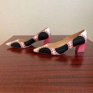 Diane B. Milano Multicolor Polka Dots Pink Black White Made in Italy Heels Shoes